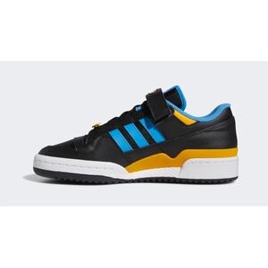 adidas Black Sneakers with Blue Stripes and Yellow Highlights